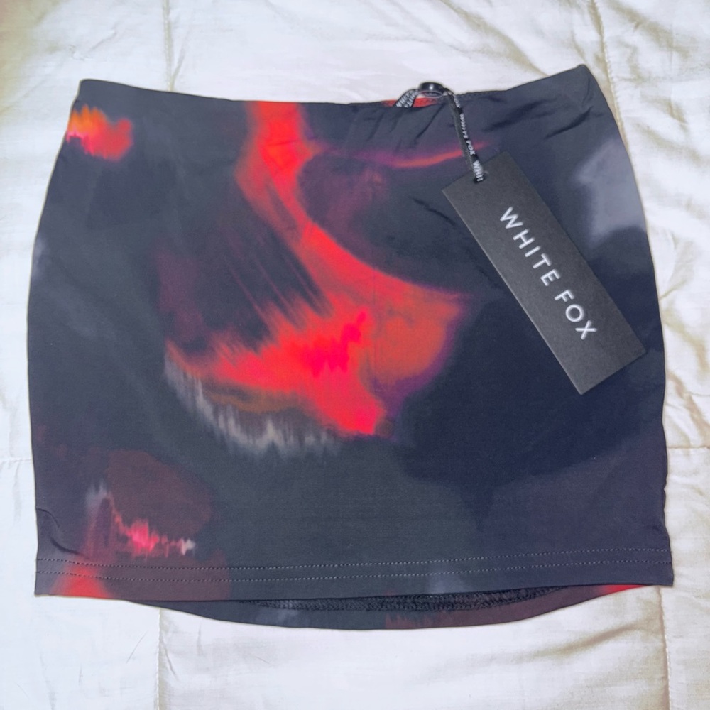 White Fox Boutique Black and Red Mini Skirt